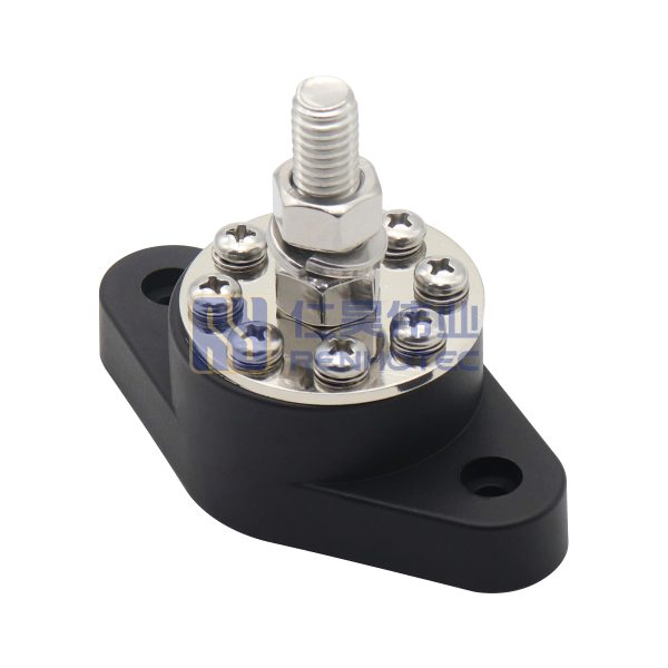 180A 3/8" Black Distribution Stud Junction Post -8 Terminal Block Bus Bar Kit
